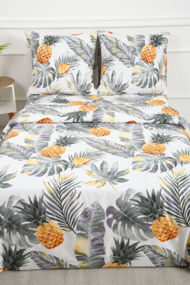 Постельное белье С листьями ананасы полисатин, наволочки 70х70см